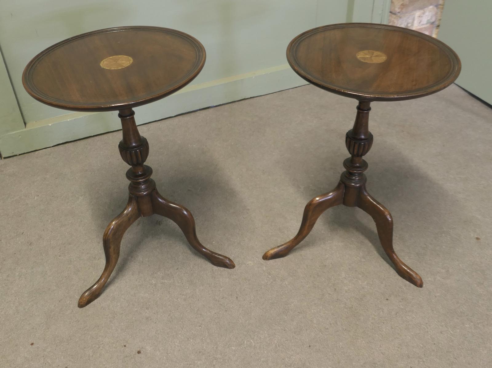 Pair of Tripod Wine Tables with Decorative Inlay (1 of 6) Pair of Tripod Wine Tables with Decorative Inlay (1 of 6)