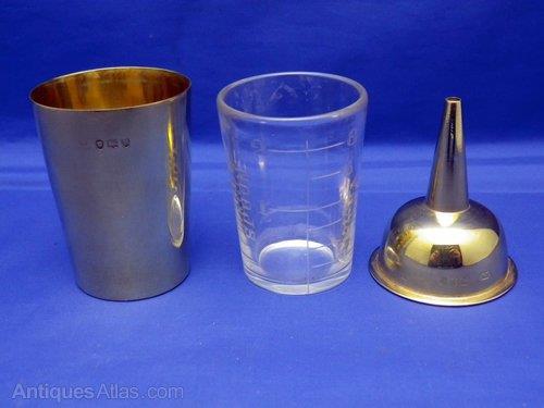 1892 Antique Silver Chemist Funnel, Cup & Measure (1 of 1)