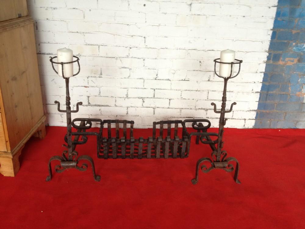 Iron Fire Dogs and Grate (1 of 1)