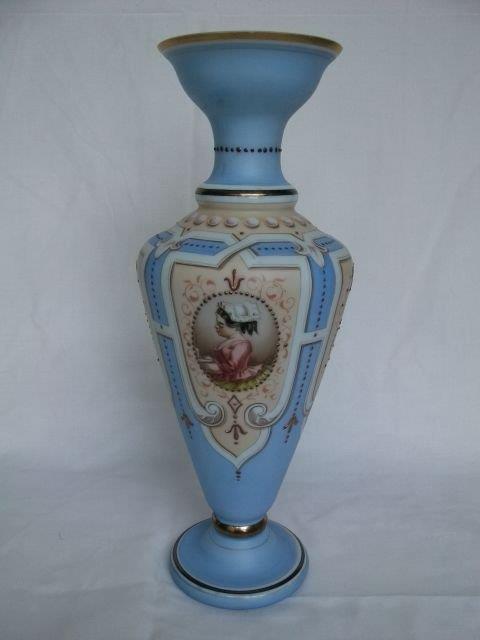Large Blue Satin glass Balluster Vase (1 of 1)