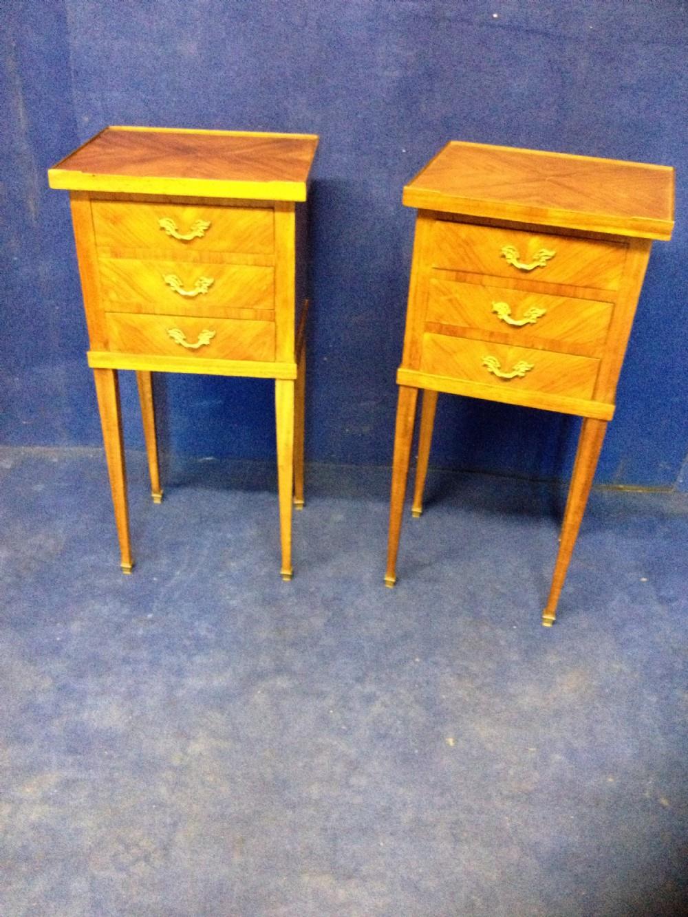 Pair French Tulipwood Bedside Chests (1 of 1)