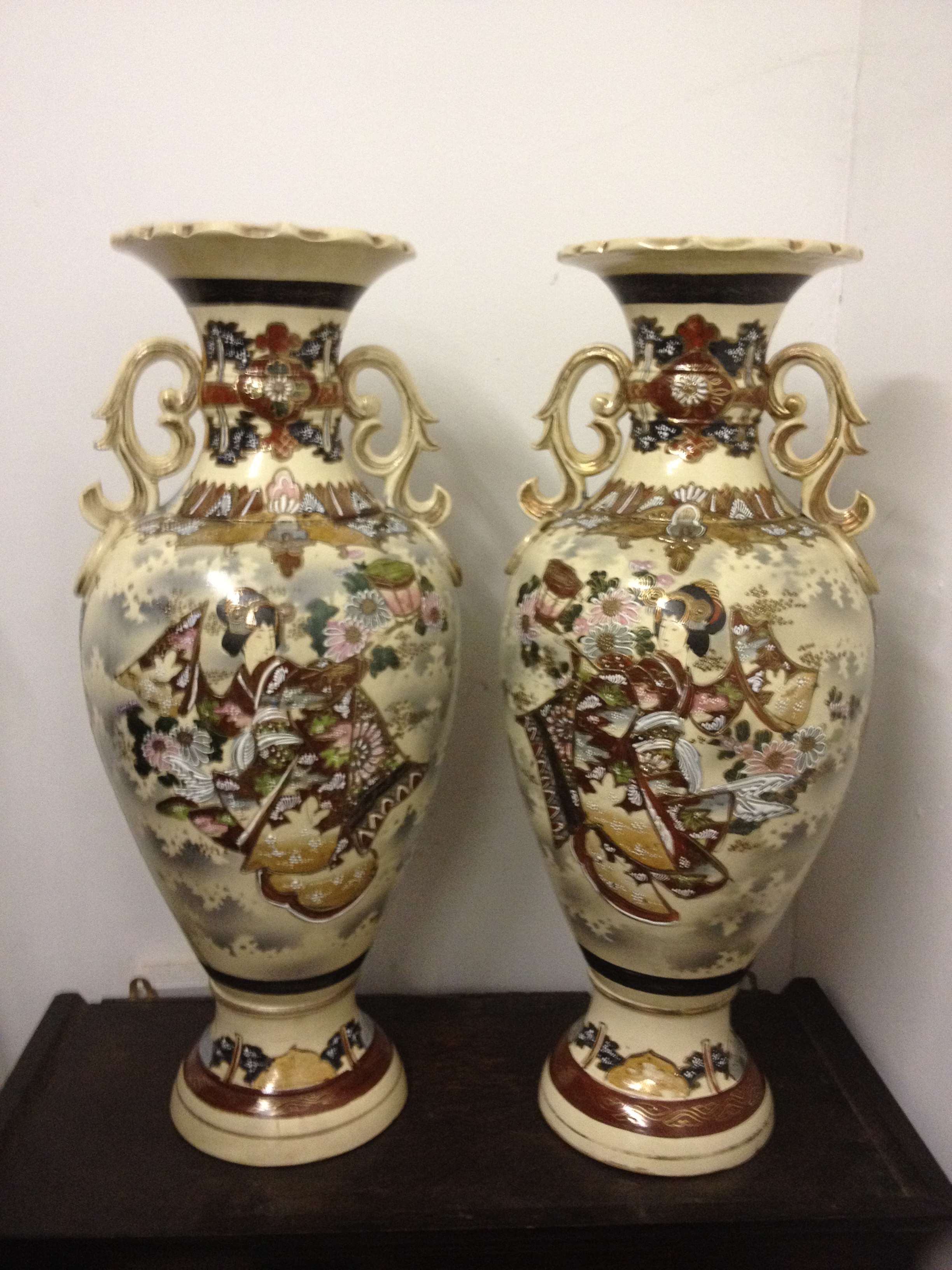 Large Pair of Satsuma Vases c.1900 (1 of 1)