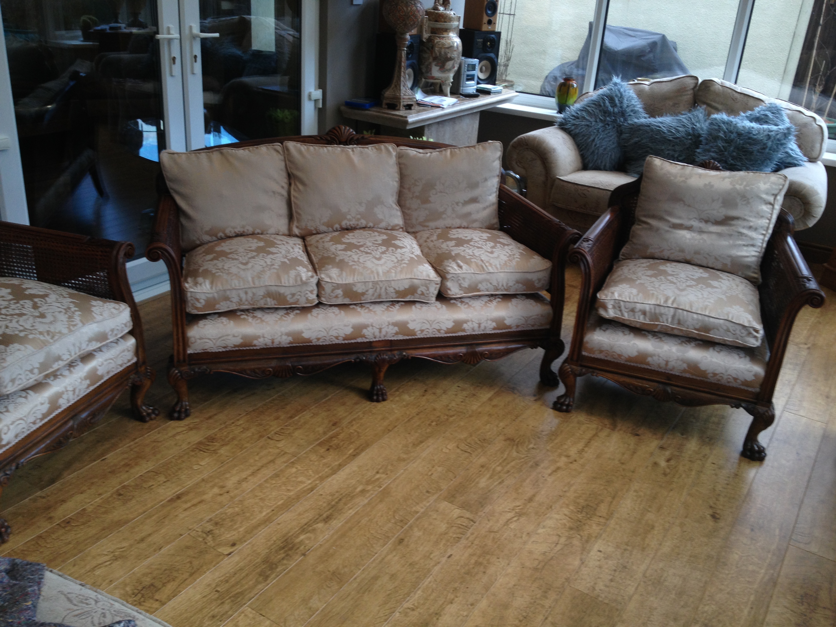 Stunning Walnut Double Caned Bergere 3 piece Suite (1 of 1)