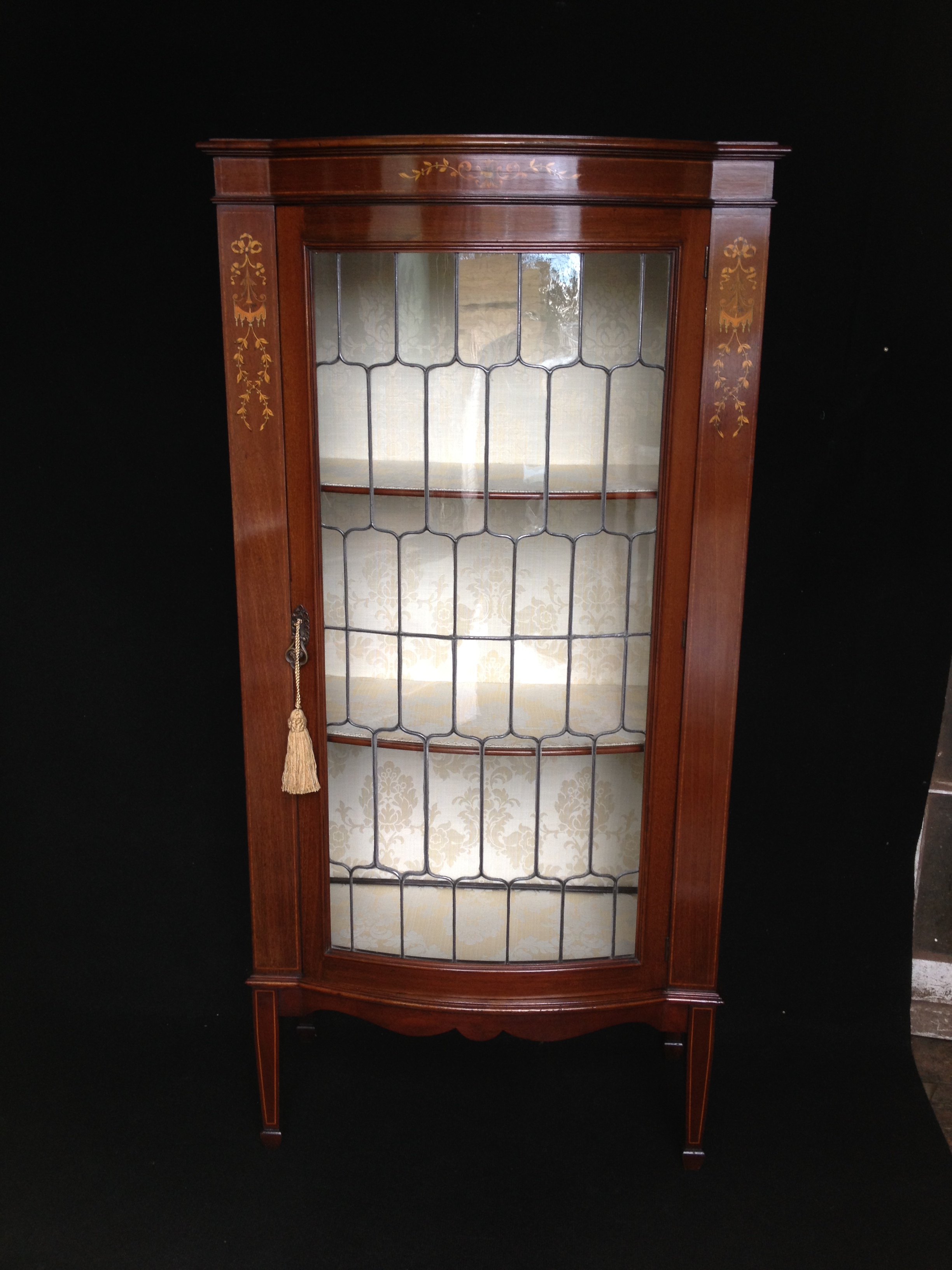 Inlaid Bow front Display Cabinet (1 of 1)