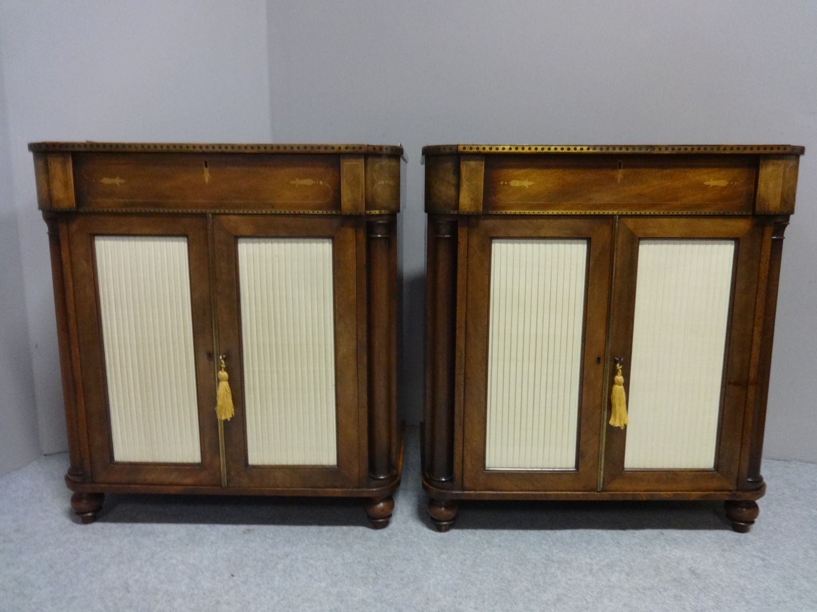 Top Quality Pair of Inlaid Dwarf Side Cabinets (1 of 1)