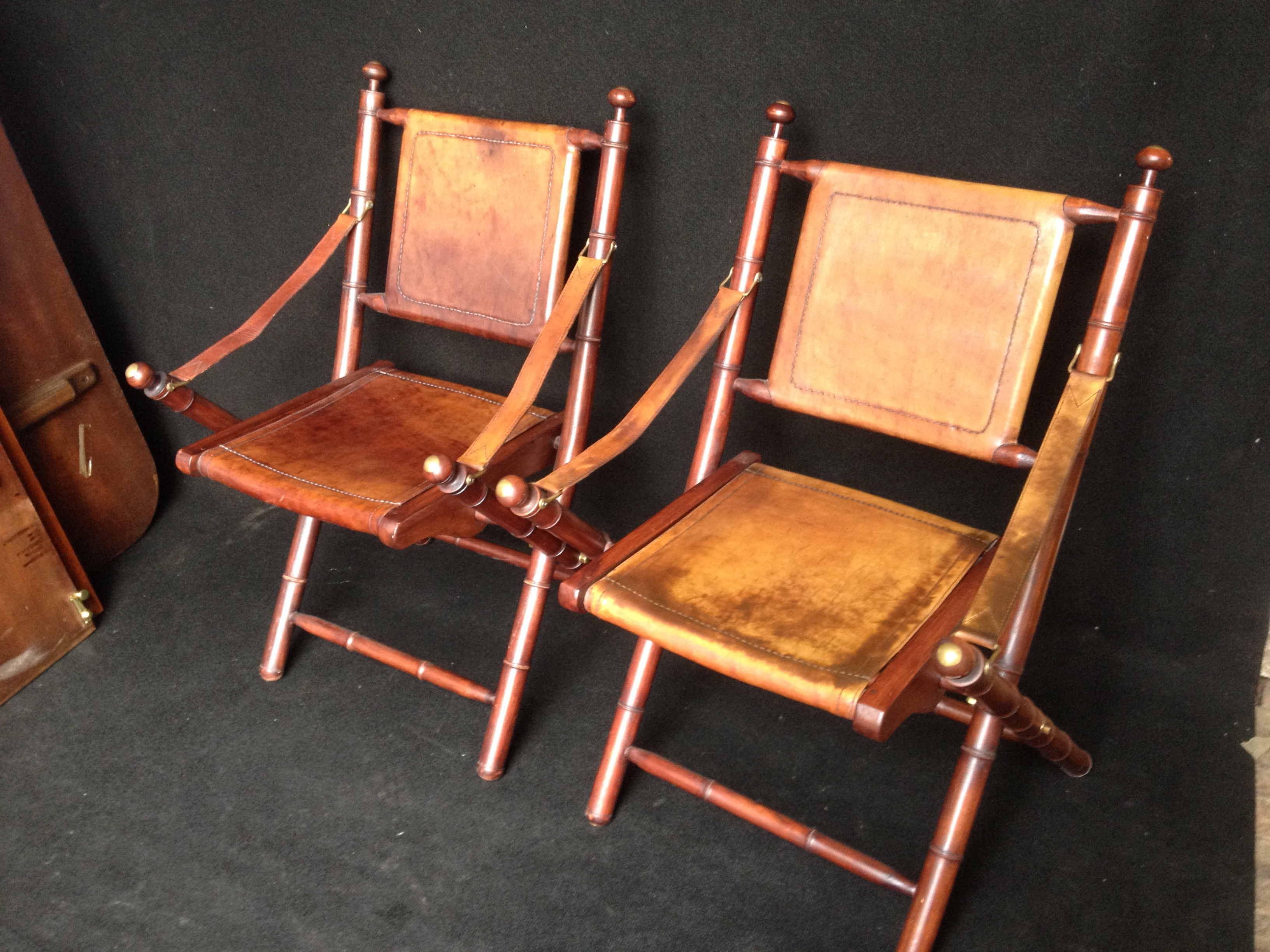 Pair Leather Campaign Chairs (1 of 1)