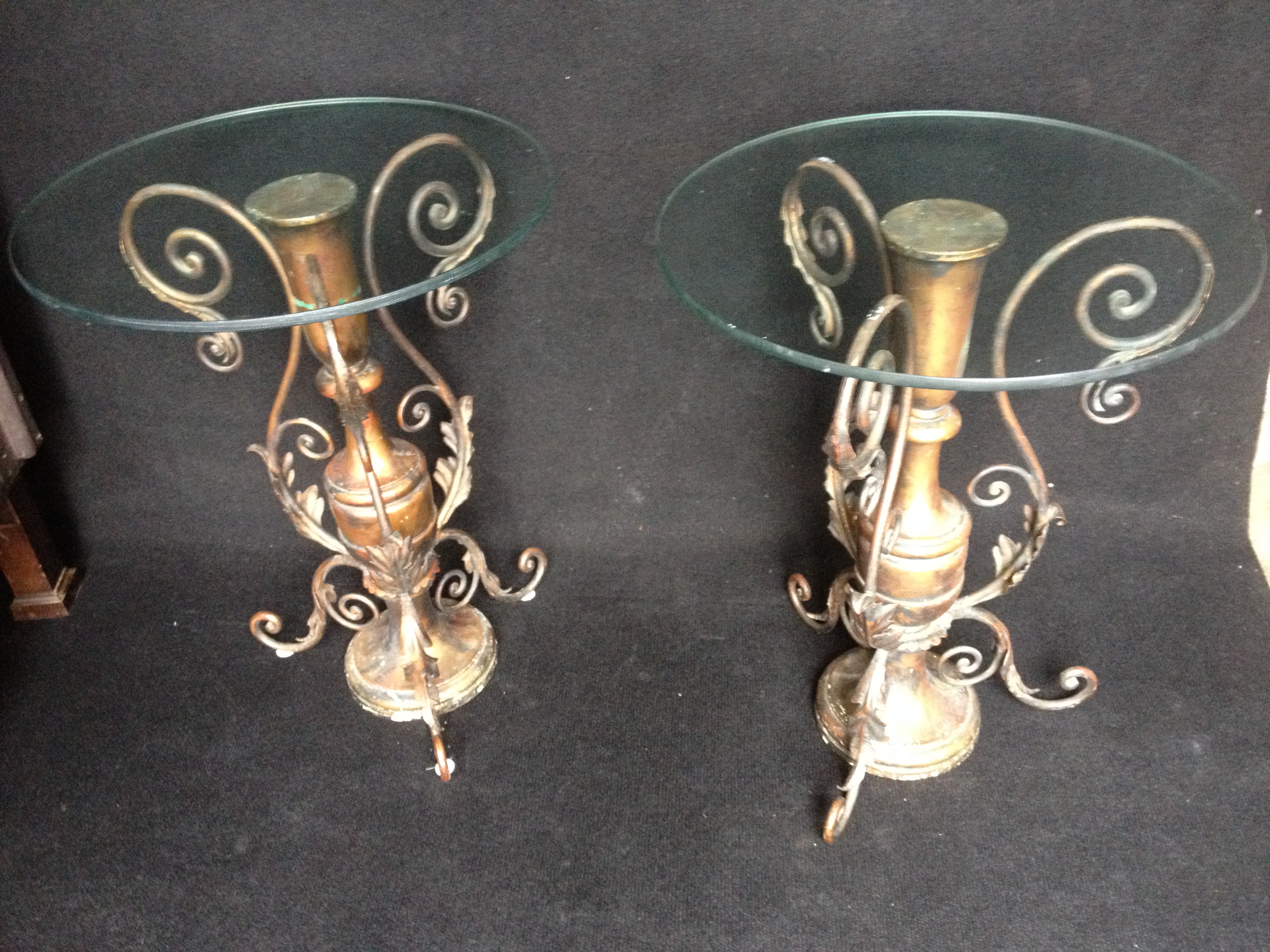 Pair of Retro Wood and Metal Occasional Tables (1 of 1)