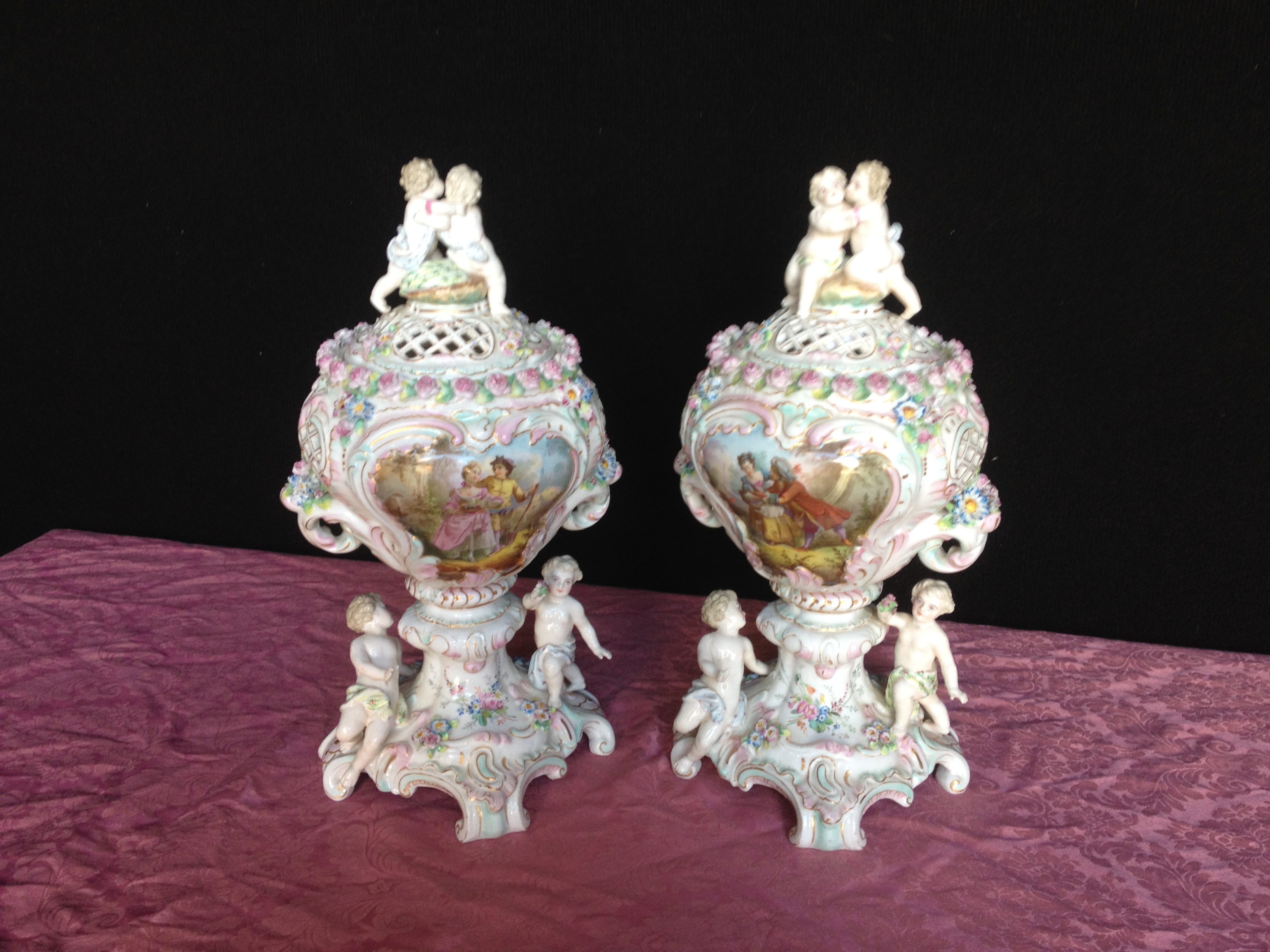Pair of 19th Century Poupri Vases & Covers (1 of 1)