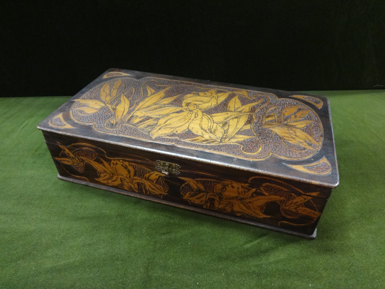 Victorian Poker Work Jewellery Box (1 of 1)