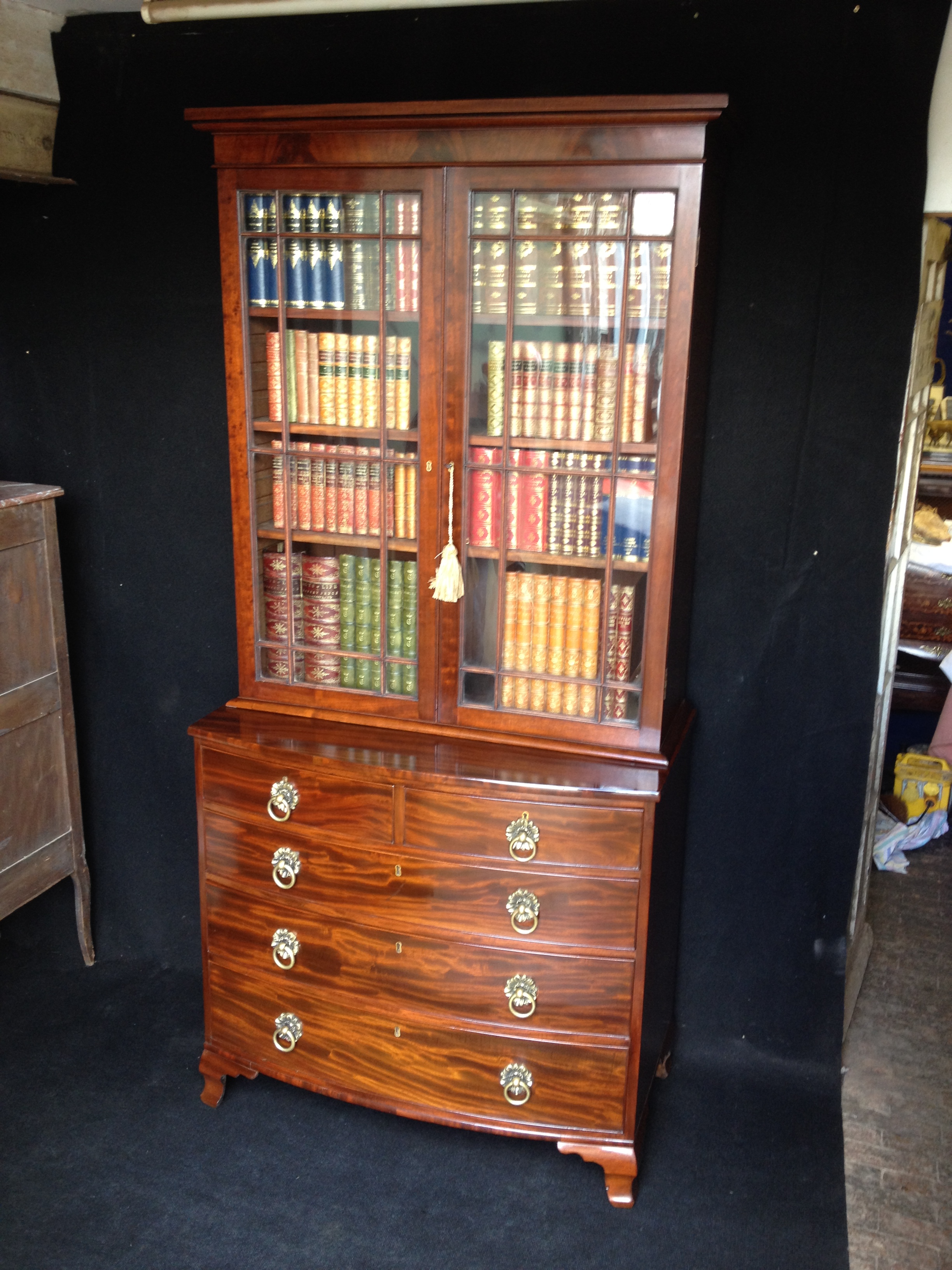 Regency Mahogany Bookcase on Chest (1 of 1)