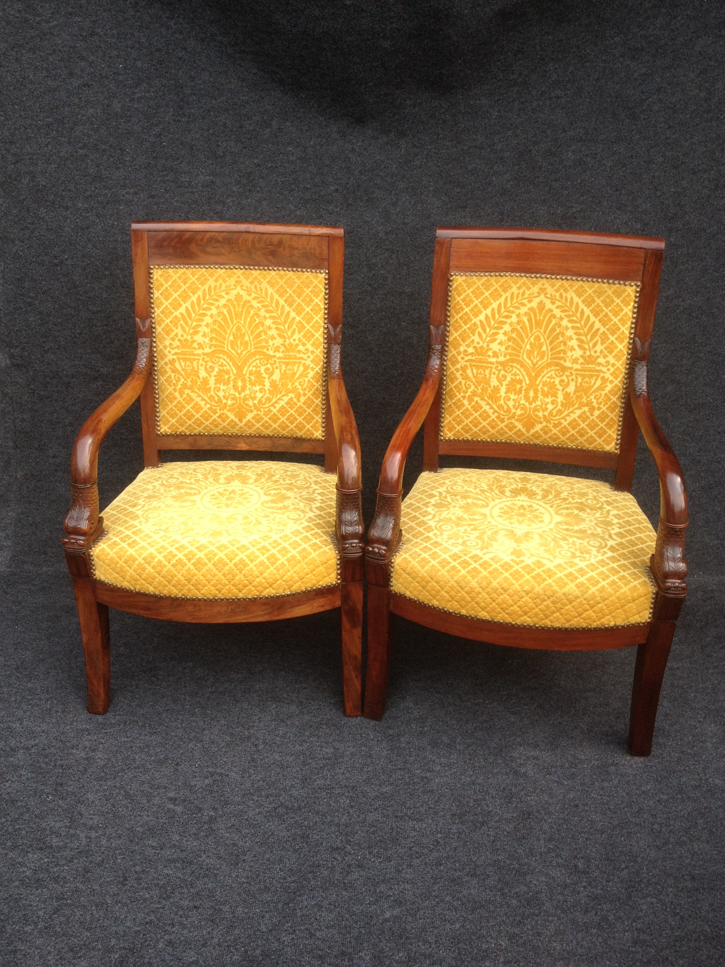 Pair of Napoleonic Dolphin Chairs c.1820 (1 of 1)