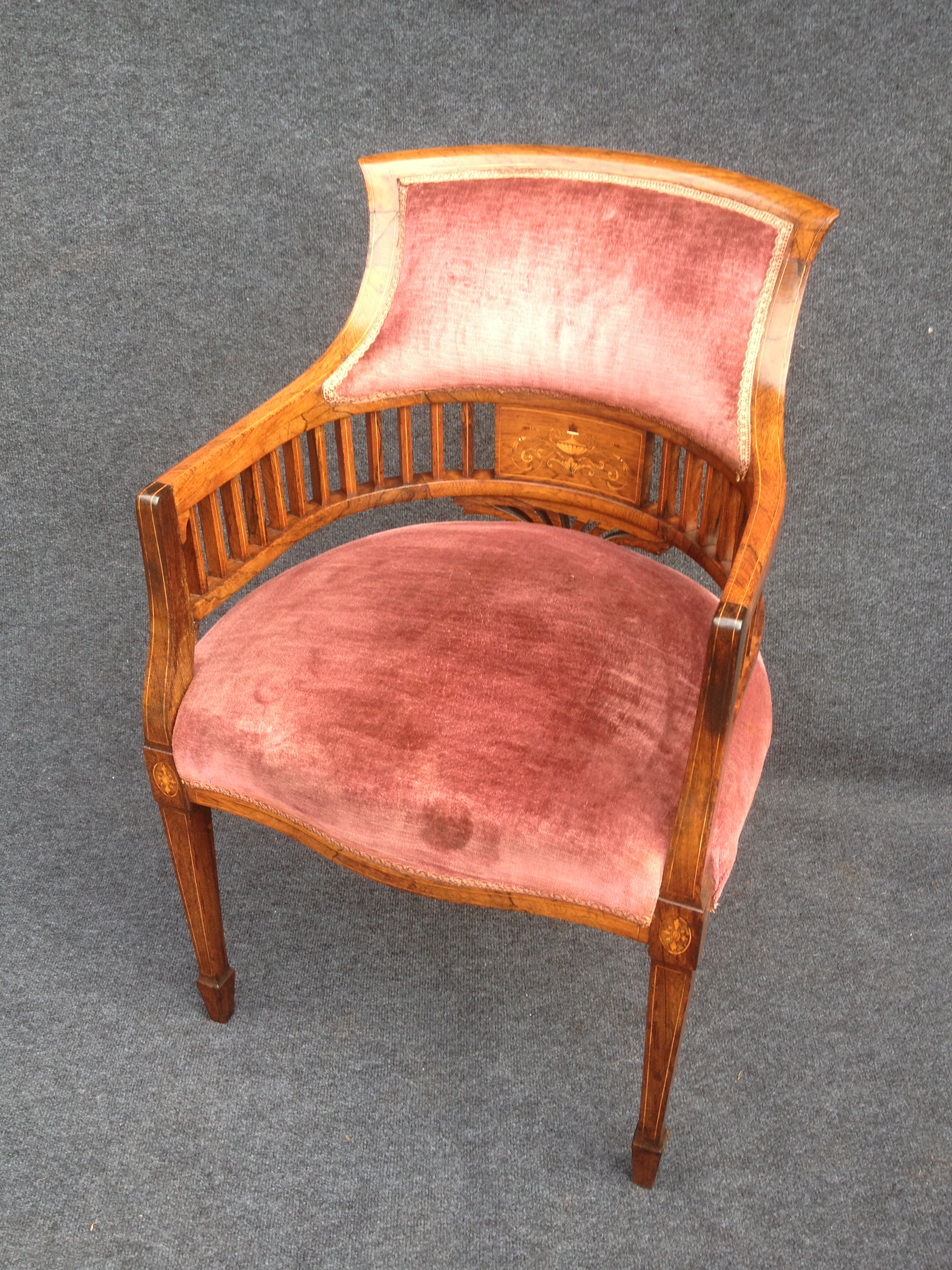 Good Rosewood Inlaid Desk Chair (c.1910) (1 of 1)