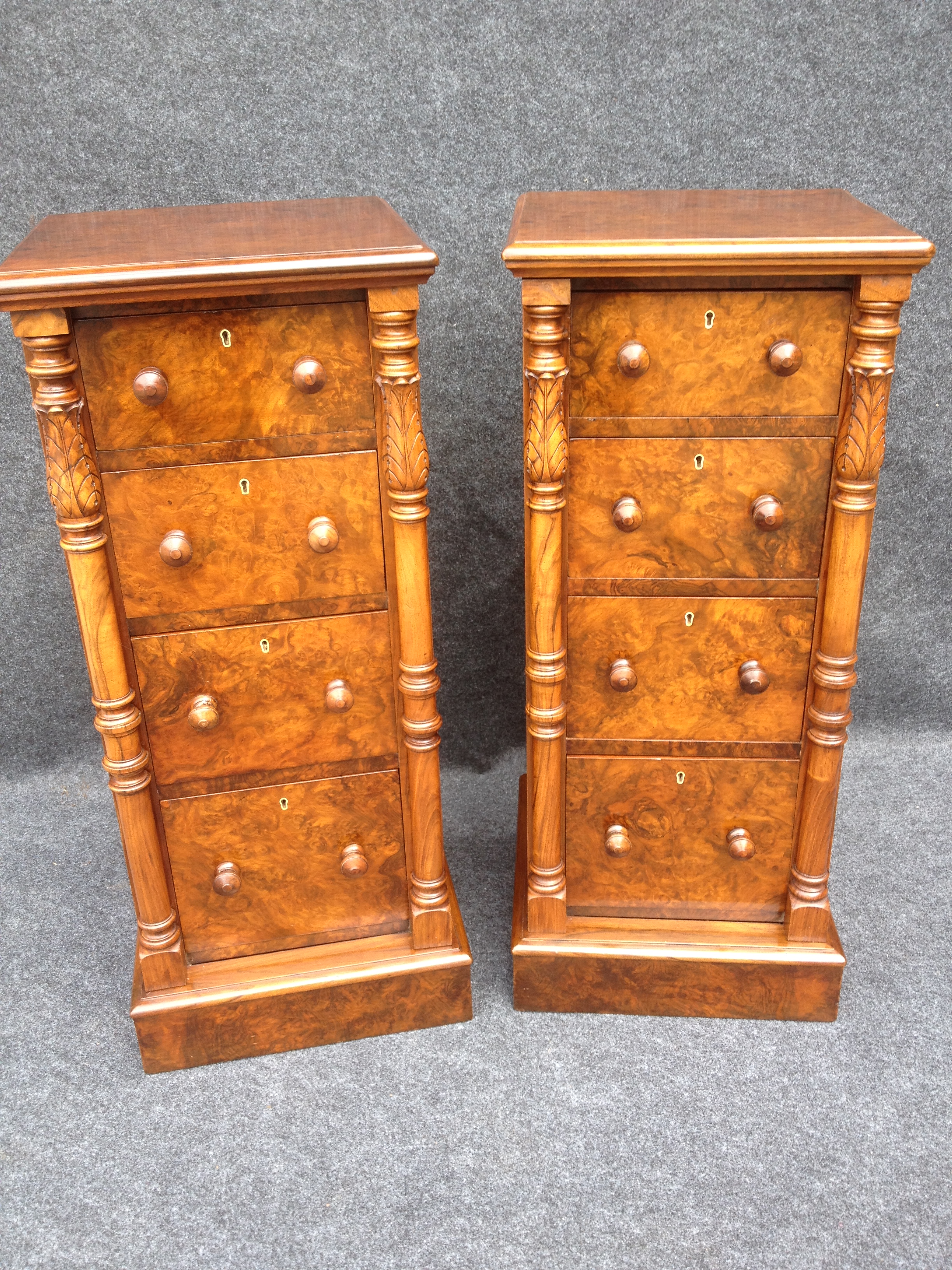 Pair Burr Walnut 4 Drawer Chests (1 of 1)
