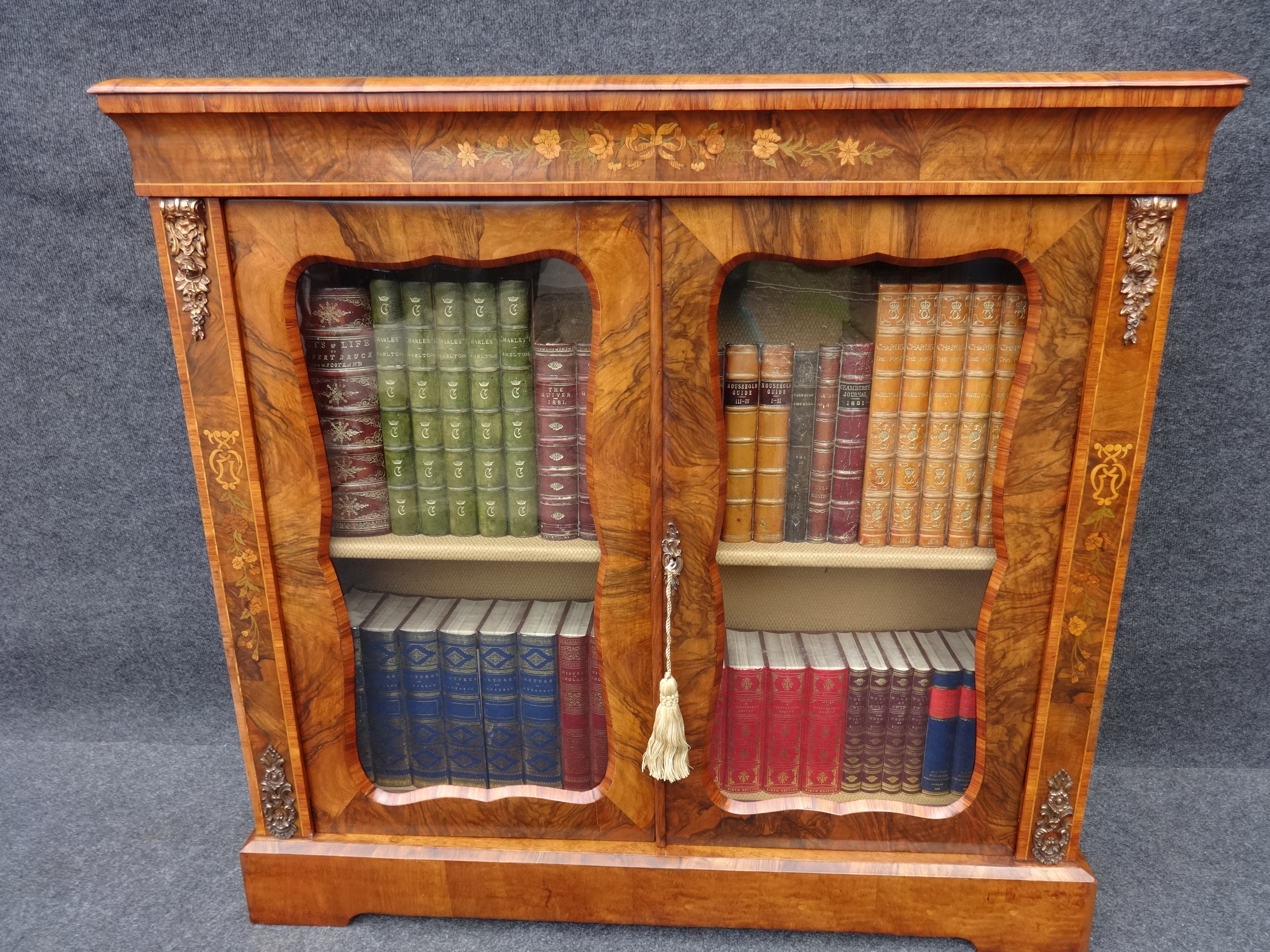 Burr Walnut Inlaid Bookcase (c.1860) (1 of 1)