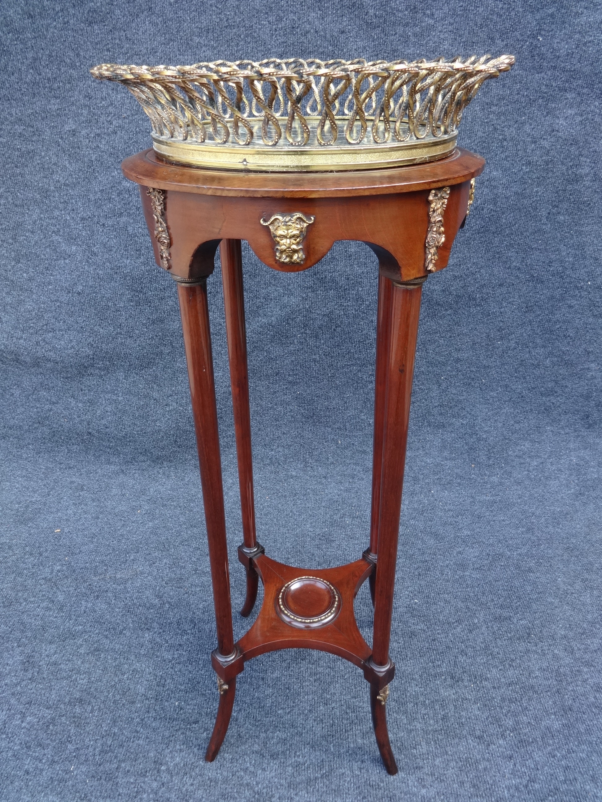 Mahogany Stand with removable Marble and Ormolu Basket (c.1880) (1 of 1)