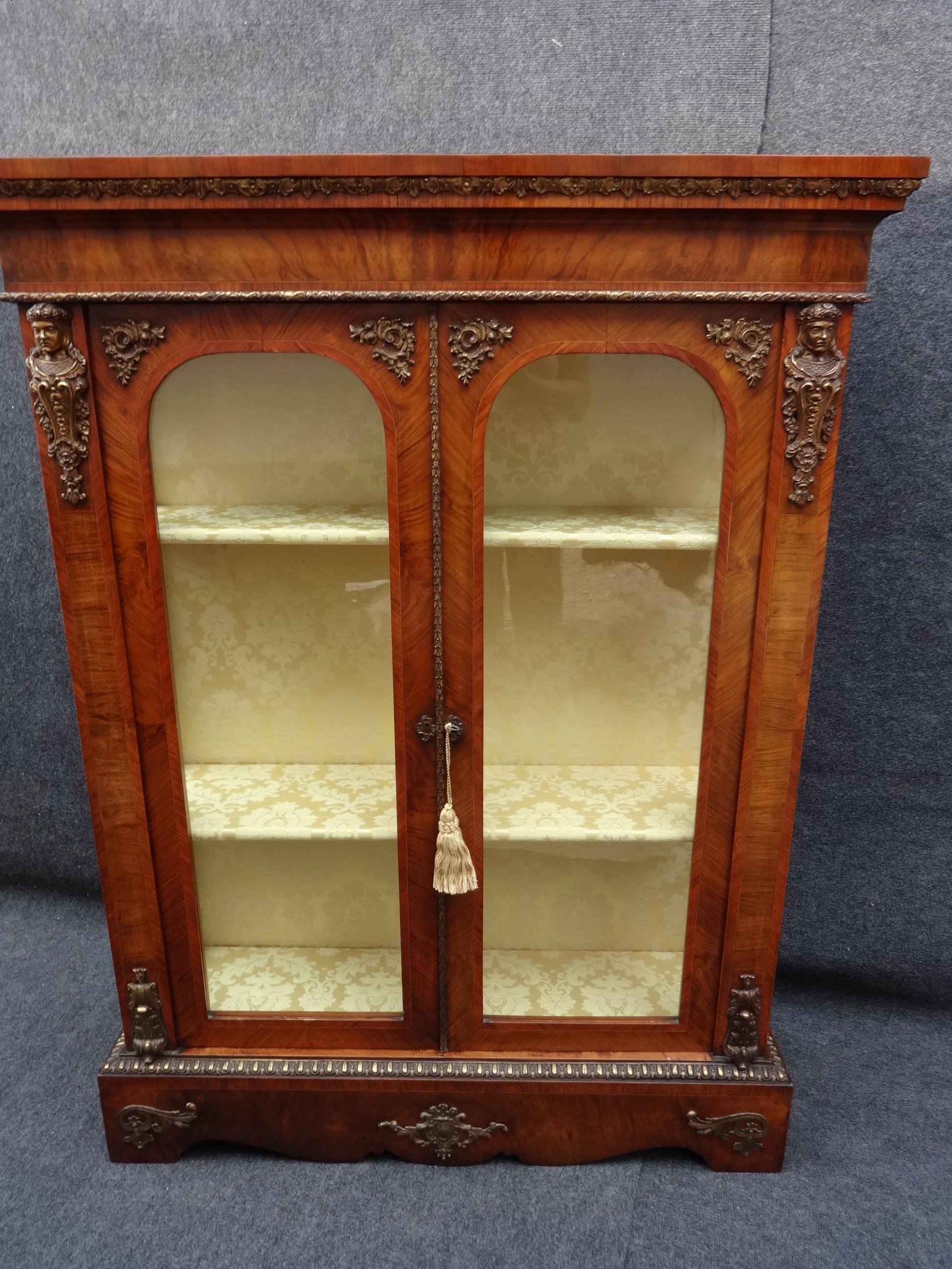 Stunning Walnut and Tulipwood Display Cabinet c.1870 (1 of 1)
