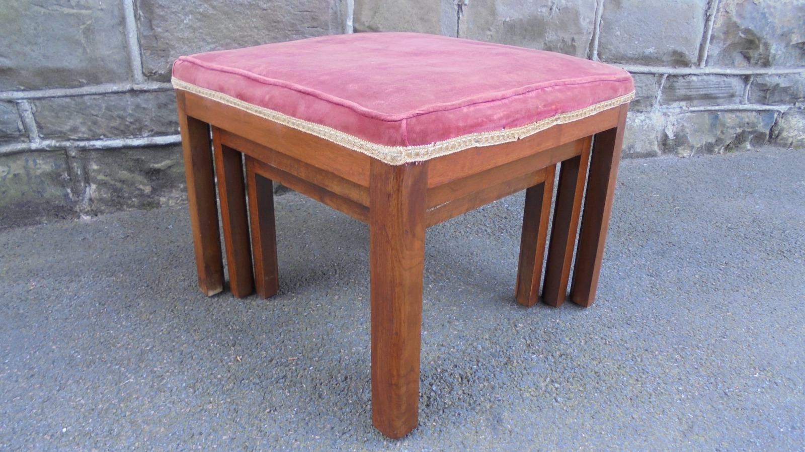 Unusual Set of 3 Walnut Nesting Footstools c.1920 (1 of 1) Unusual Set of 3 Walnut Nesting Footstools c.1920 (1 of 1)