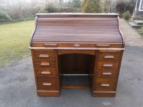 Antique Oak Roll Top Desk Writing Desk (1 of 1)