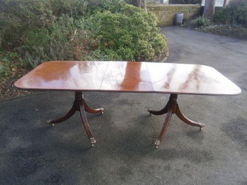 Antique Mahogany Twin Pillar Extending Dining Table (1 of 1)