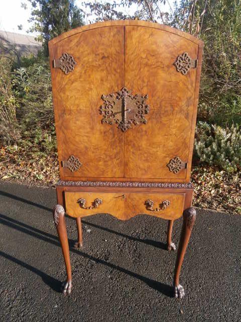 Antique Burr Walnut Cocktail Cabinet (1 of 1)