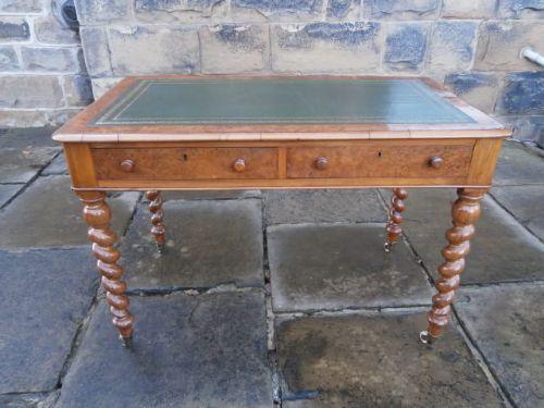 Antique Burr Walnut Desk Writing Table / Library Table (1 of 1)