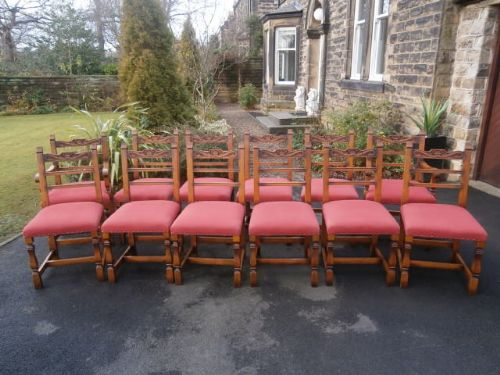 Antique Set 12 Oak Dining Chairs Kitchen Chairs (1 of 1)