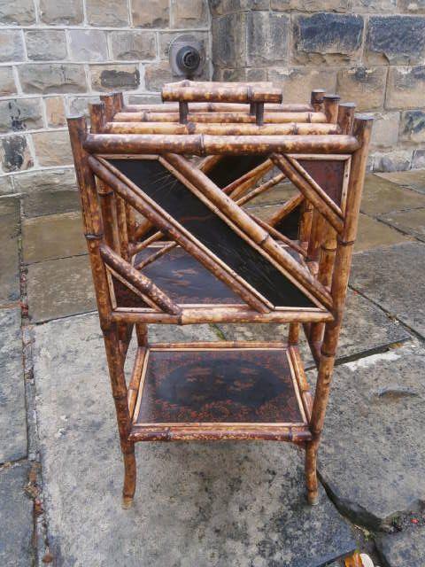 Antique Lacquered Bamboo Magazine Rack Canterbury (1 of 1)