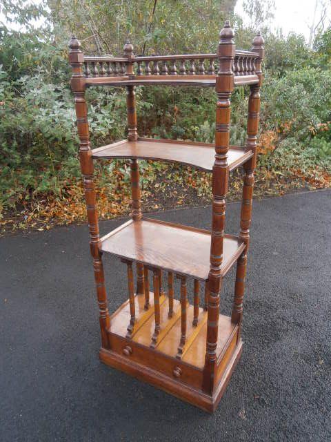 Antique Oak Aesthetic Movement What-Not Canterbury Bookcase (1 of 1)