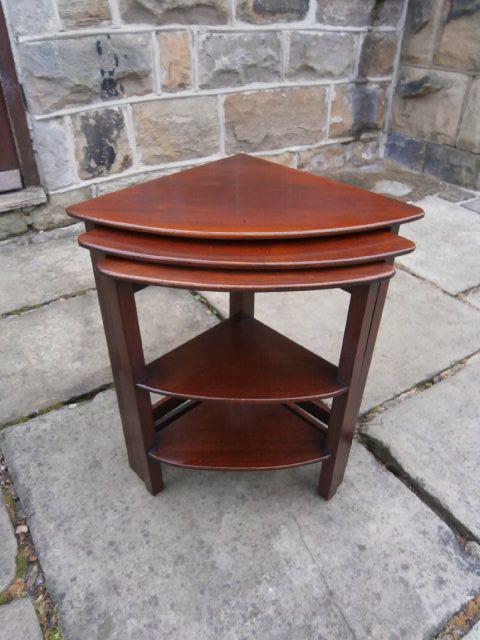 Antique Nest 3 Corner Mahogany Tables (1 of 1)