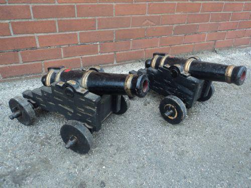 Pair Antique Cast Iron Cannons Militaria c.1900 (1 of 1)
