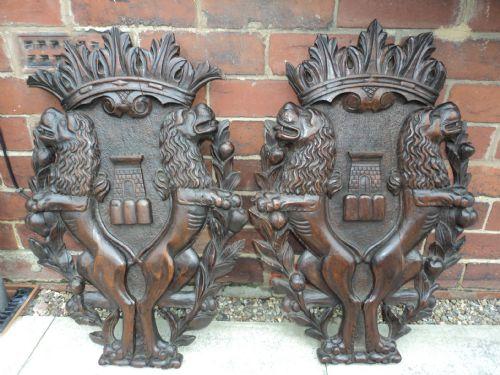 Pair of Antique Black Forest Coat of Arms Plaque (1 of 1)