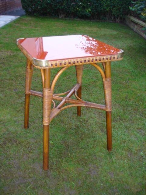 Antique Glass Top Elm Wicker Table (1 of 1)