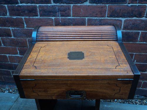Antique Brass Bound Camphor Campaign Writing Slope Box Desk (1 of 1)