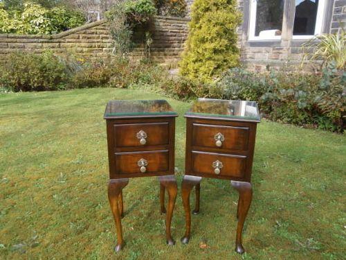Pair Antique Walnut 2 Draws Bedside Chests/Tables (1 of 1)