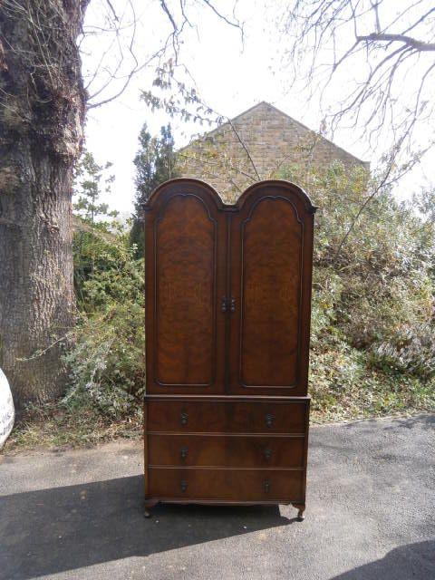 Antique Figured Walnut Wardrobe by Maple Co c.1900 (1 of 1)