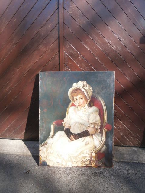 Antique Oil on Canvas of Young Girl Weedon Grossmith 1882 (1 of 11)