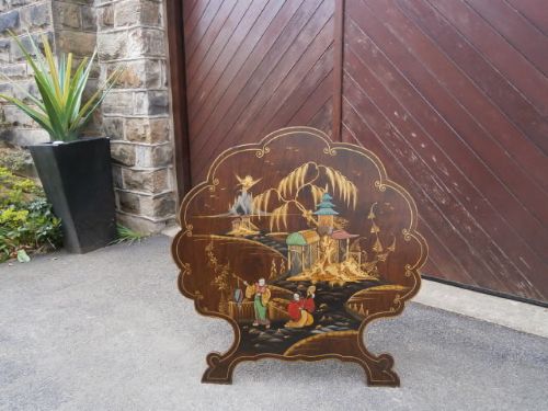 Fire Screen - Walnut Chinoiserie, Japanned c.1920 (1 of 1)
