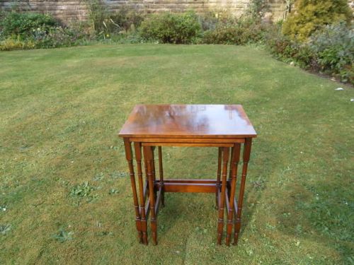 Antique Figured Walnut Nest 3 Tables/Coffee Table (c.1920) (1 of 1)