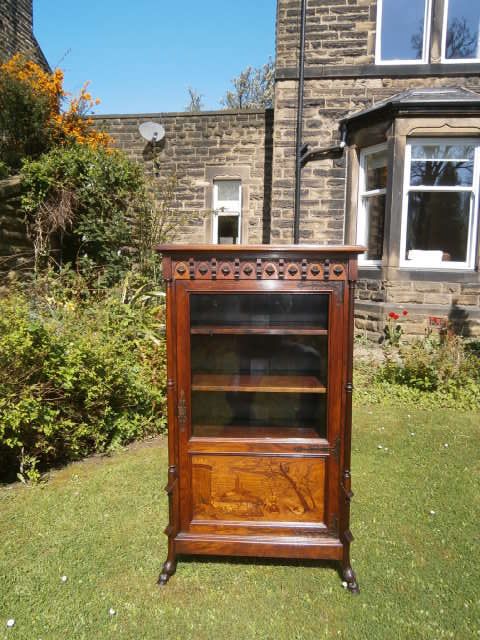 Antique Inlaid Rosewood Cabinet Bookcase c.1880 (1 of 1)