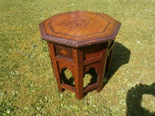 Antique Inlaid Islamic Moorish Folding Table Anglo Indian (c.1900) (1 of 1)