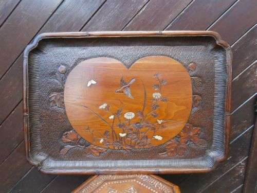 Antique Carved Inlaid Oriental Chinese Tray c.1900 (1 of 10) Antique Carved Inlaid Oriental Chinese Tray c.1900 (1 of 10)