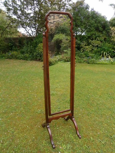 Antique Walnut Cheval Dressing Mirror (c.1920) (1 of 1)