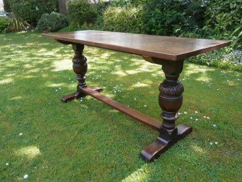 Antique Carved Oak Refectory Dining Table Kitchen Table (1 of 1)