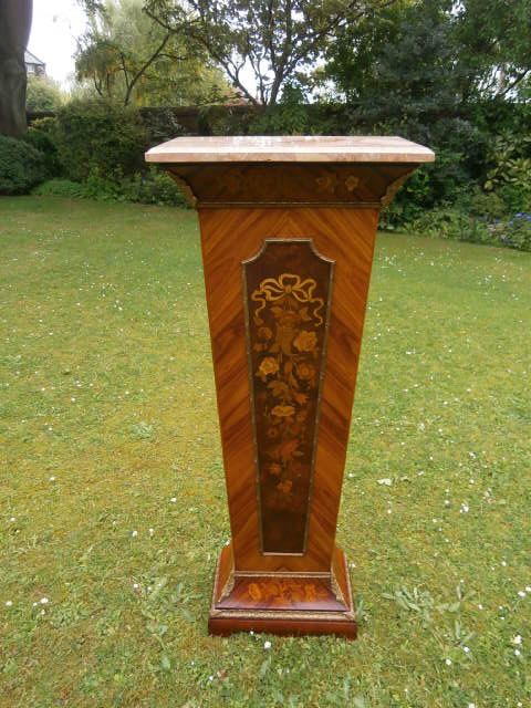 Antique Inlaid Marble Top Pedestal Stand Plant Stand Jardinere (1 of 1)
