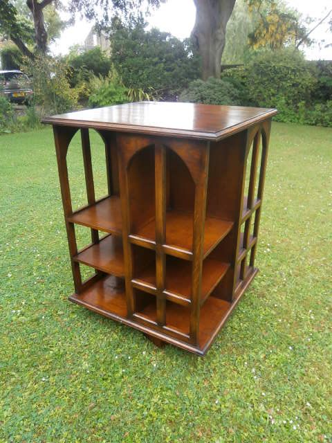 Antique Oak Revolving Bookcase Library Bookcase (1 of 1)