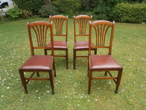 Antique Set 4 Walnut Dining Chairs Kitchen Chair (c.1900) (1 of 1)