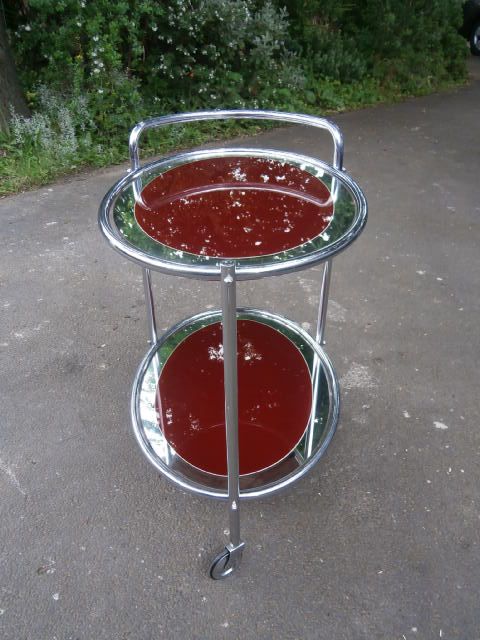 Art Deco Chrome Mirrored Glass Cocktail Trolley (1 of 1)