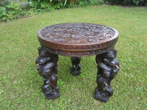 Antique Carved Anglo Indian Table Stand (c.1920) (1 of 1)