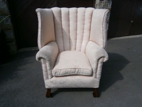 Antique Upholsted Barrel Back Wing Armchair (c.1880-1900) (1 of 1)