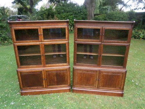 Pair Antique Oak Minty Sectional Stacking Library Bookcases (1 of 1)
